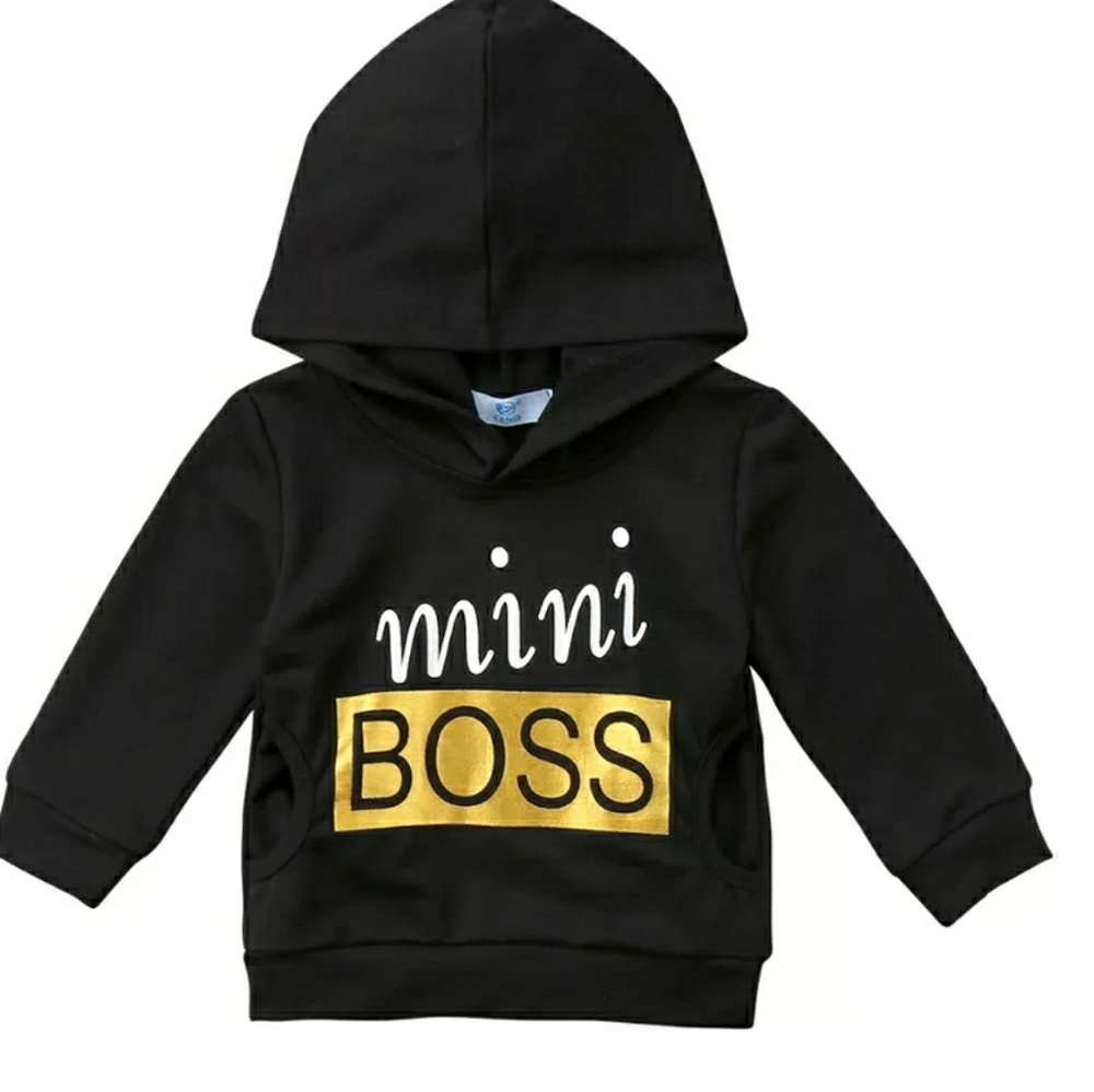 Black Print Hoodie Pullover Sweatshirt